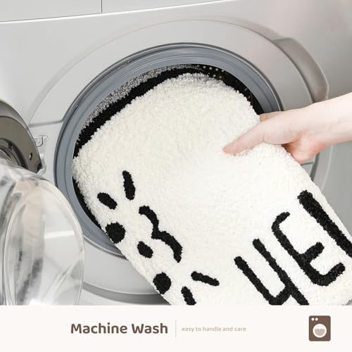 Molesun Cat Bath Mat 20x31, Soft Absorbent Microfiber Bath Rugs - color: Hello, size: 20" x 31"