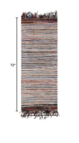 SAFAVIEH Vintage Leather Collection Runner Rug - 2'3" x 6', Multi, Handmade Boho Fringe Leather, Ideal for High Traffic Areas in Living Room, Bedroom (VTL373E) - color: Multi Color, size: 2'3" x 6' (Runner)