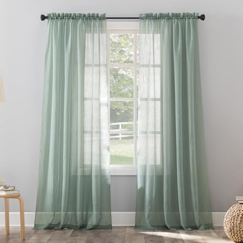 No. 918 Erica Crushed Sheer Voile Rod Pocket Curtain Panel, 51" x 84", Mineral Blue - color: Mineral Blue, size: 51"W x 84"L (Pack of 1)