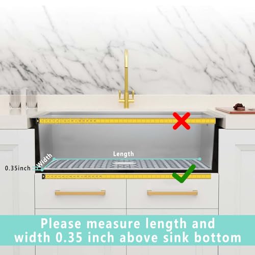 AWOKE Sink Protectors for Kitchen Sink,Kitchen Sink Protector Mat - 28.6" x 14.5" Heat-Resistant Silicone Folding Non-Slip Mat for Stainless Steel Sink with Right Drain (Grey) - size: 28.6 x 14.5 inches
