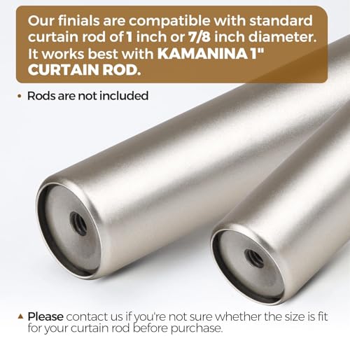 KAMANINA Square Finials for Curtain Rods 1 and 7/8 Inch, Set of 2, Silver - color: Antique Silver