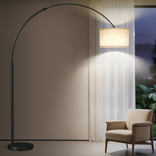 SUNMORY 82" Tall Arc Floor Lamp for Living Room, Large Standing Arched Lamp - color: Black