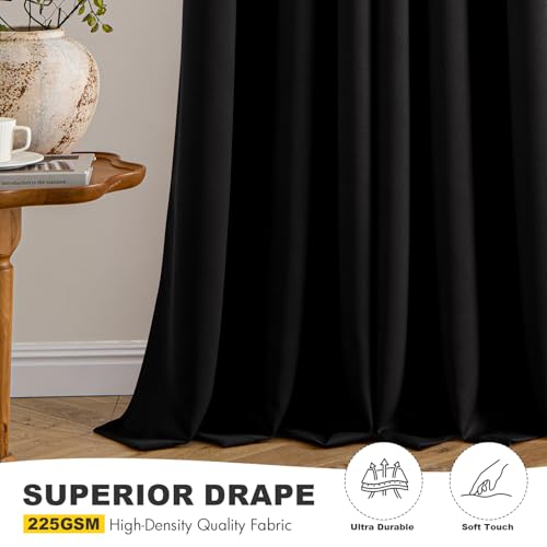 MIULEE Blackout Curtains for Bedroom 2 Panels 34 x 72 Inch Long Black - color: Black, size: 34"W x 72"L (Pack of 2)