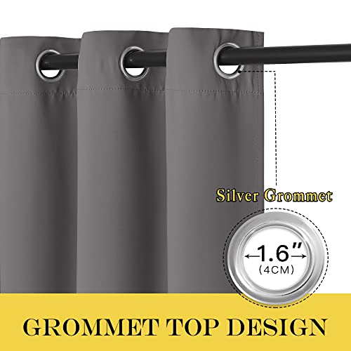NICETOWN Grey Blackout Curtain 54 inches Long, Grommet Room Darkening Thermal Insulated Sound Reducing Solid Window Treatment for Bedroom/Kids Room, 1 Panel, W46 x L54 - color: Grey, size: 46"W x 54"L (Pack of 1)