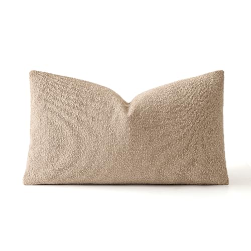 MIULEE Textured Boucle Lumbar Pillow Cover for Bed 12x20 Khaki - color: Khaki, size: 20" x 12" (Pack of 1)