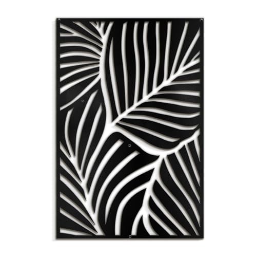 SIGNLEADER Metal Wall Art Decor Black Leaves Minimalist Modern Abstract Wall Sculpture Hangings Home Decoration for Living Room, Bedroom, Bathroom, Kitchen, Outdoor - 18" Black - color: Lan17-2311-yuk17, size: 18"L x 18"W