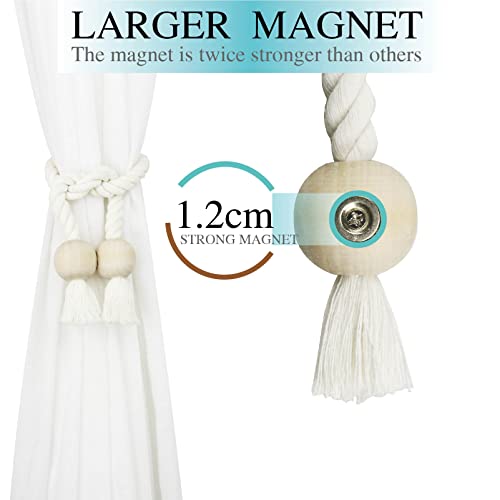 Magnetic Curtain Tiebacks Decorative Tie Back Drapes Holdbacks Nieffeiy - color: Cream