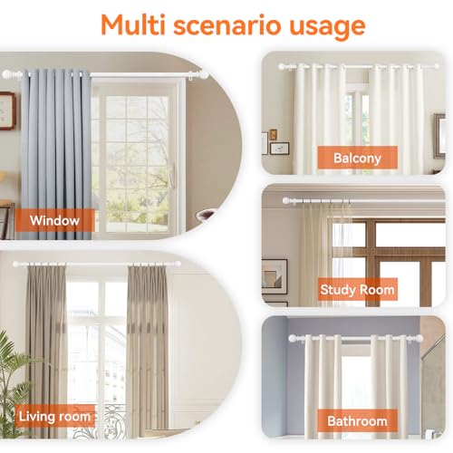 White Curtain Rods for Windows 28-48 Inch,5/8"Adjustable Small Curtain Rod - color: White, size: 28-48"(2 Pack)