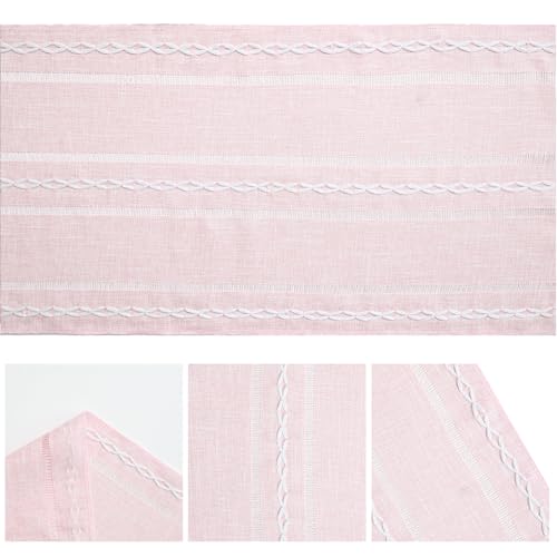 Artoid Mode Pink Rustic Cotton Linen Table Runner 13x36 Inch - color: Pink, size: 13" x 36"