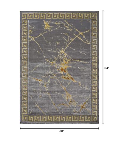 GLORY RUGS Area Rugs Marble 5X7 Grey Gold Carpet Modern Abstract Rug Living Room Dining Bedroom Rug - color: Grey, size: 5' x 7' (Rectangular)