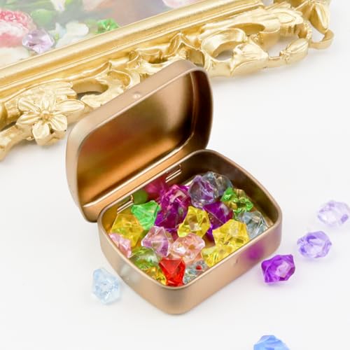 4pcs Rose Gold Empty Hinged Tin Box Metal Tins Storage Box - color: Rose Gold