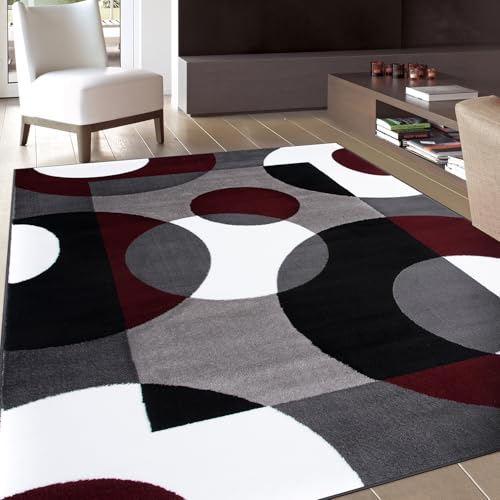 Rugshop Circle Design Modern Abstract Geometric Area Rug Burgundy 6'6" x 9' - size: 6'7" x 9' (Rectangular)