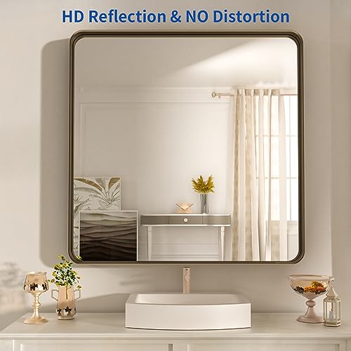 WEER Bronze Bathroom Vanity Mirror 36X30 Inch - color: Bronze, size: 36"L x 30"W