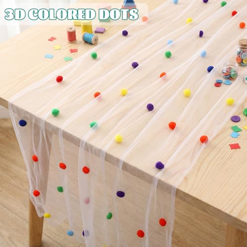 Moukeren 1 Pc 27.5 x 120 Inch Birthday Tulle Table Runner, Rainbow Colors - color: Rainbow Colors