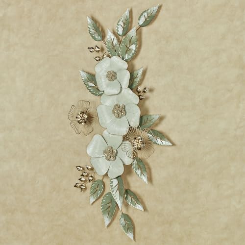 Touch of Class Ivory Floral Sophistication Metal Wall Sculpture | Botanical Hanging Decor for Bedroom, Living Room, Hallway, Foyer