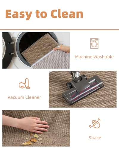 PADOOR Braided Toilet Rugs U Shaped 20''x24'', Non Slip Toilet Mat, Brown - color: Brown, size: 20''x24'' U-Shaped