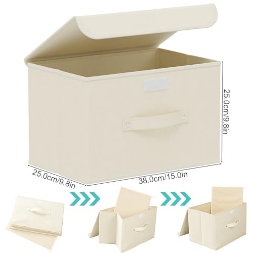 Cloth Storage Baskets with Handles,Beige 15x9.8x9.8in,5 Pack - color: Beige, size: 15x9.8x9.8in(5-pack)