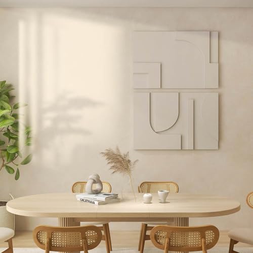 homary 2-Piece White Japandi 3D Abstract Wall Art Set – Modern Minimalist Carved Wall Sculpture for Living Room & Office (White, 27.6" W x 1.2" D x 19.7" H, Wall Art) - color: White-2