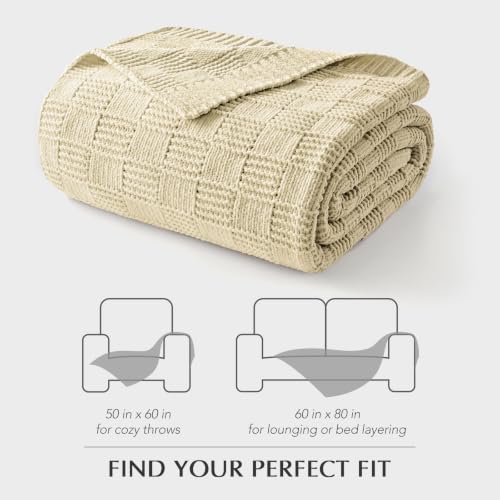 EVERGRACEHOME Modern Checkered Chenille Throw Blanket, 50x60, Beige - color: Beige, size: 50" X 60"