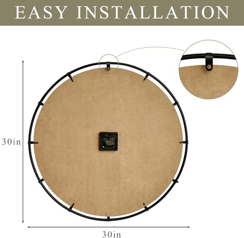 EMAX HOME Farmhouse White 30 Inch Wooden Large Wall Clock, Silent Non-Ticking Quartz Movement, Battery Operated Modern Rustic Clock for Living Room, Kitchen, Office, Home Decor - color: White, size: 30 Inch