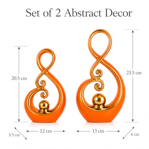 Gold Music Note Sculpture Ceramic Statue,Mid Century Modern Abstract Art Home Decor Statue Mantelpiece on Unique Shelf Decor,TV Cabinet Divider Table top and Dining Table Centerpiece (Orange) - color: Orange