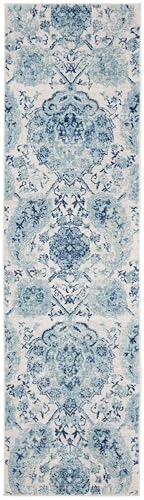 SAFAVIEH Madison Collection Runner Rug - 2'3" x 18', Cream & Turquoise, Boho Chic Glam Paisley Design, Non-Shedding & Easy Care, Ideal for High Traffic Areas in Living Room, Bedroom (MAD600E) - color: Cream/Turquoise, size: 2'3" x 18' (Runner)