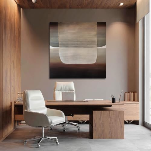 SHEYOYE Neutral Abstract Textured Wall Art Oil Painting on Canvas, Modern Minimalist Wall Decor for Living Room, Bedroom & Office, 40x40 in - color: Beige, size: 40"L x 40"W