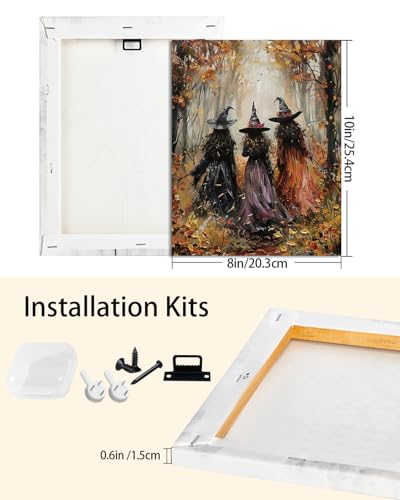 AbcCustomize Halloween Canvas Wall Art,Vintage Three Witches Poster - color: Three Witches, size: 8"L x 10"W