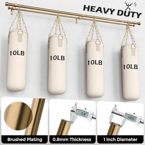 Double Curtain Rod, 36-76 Inch Warm Gold Heavy Duty Dual Rods - color: Warm Gold, size: 36"-76"