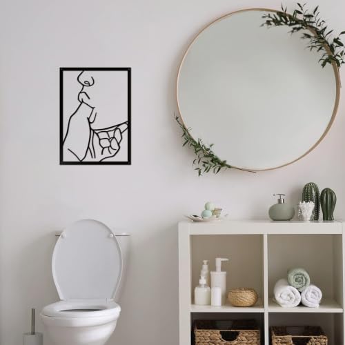ruelen Metal Wall Art Abstract Wall Decor with Quiet Gesture Theme - color: Black