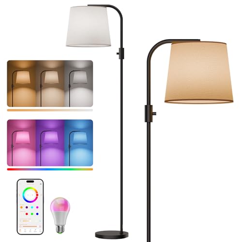 Smart RGB Arc Floor Lamp, 65", App Control, Compatible with Alexa - color: Black, size: 65"(App Control)