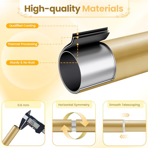 1" Gold Long Double Curtain Rod, 28 to 120 Inches - color: Gold, size: 28"-120"