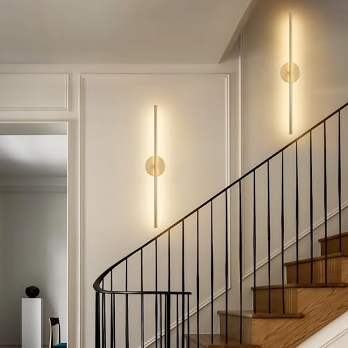 KARTOOSH Battery Operated Wall Sconces Set of Two Wireless Wall Lights - color: Gold, size: 28.3 Inches