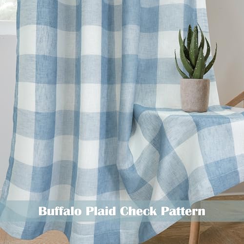 DriftAway Buffalo Plaid Blackout Curtains 2 Panels W52 x L72, Dusty Blue - color: Woven-dusty Blue, size: 52"W x 72"L (Pack of 2)
