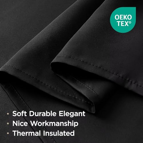 CUCRAF Black Blackout Curtains for Bedroom W52xL72 inch 2 Panels Rod Pocket - color: Black, size: 52"W x 72"L (Pack of 2)