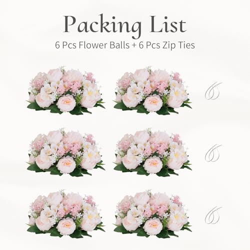 Flower Balls Centerpieces for Tables: Pink Silk Rose, 6Pcs - color: Pink & Purple, size: 6 PCS