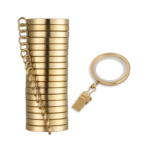 Cambria Designer 1-3/8" Brushed Gold Quiet Glide Curtain Rings 18 Pack - color: Brushed Gold, size: Small 1-3/8 in