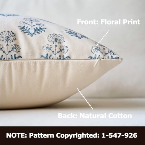 Amor Virisso Vintage Floral Pillow Covers 20x20 Set of 2 for Couch, Blue - color: Blue, size: 20" x 20" (Pack of 2)