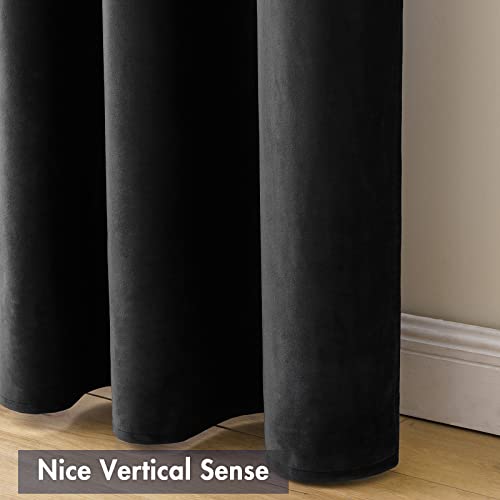 MIULEE Black Blackout Velvet Curtains Drapes 63 Inch Long 52"x63" Bedroom - color: Black, size: 52"W x 63"L (Pack of 2)