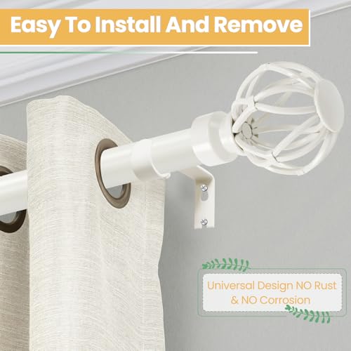White Curtain Rod 48 to 84 Inch, Heavy Duty Drapery Pole Iron Cage - color: Weather White, size: 18-96"