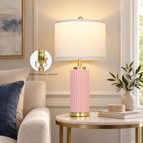 Light Pink Ceramic Table Lamp 25in 3 Color Temperature 9W LED Bulb Included - color: Light Pink-25"