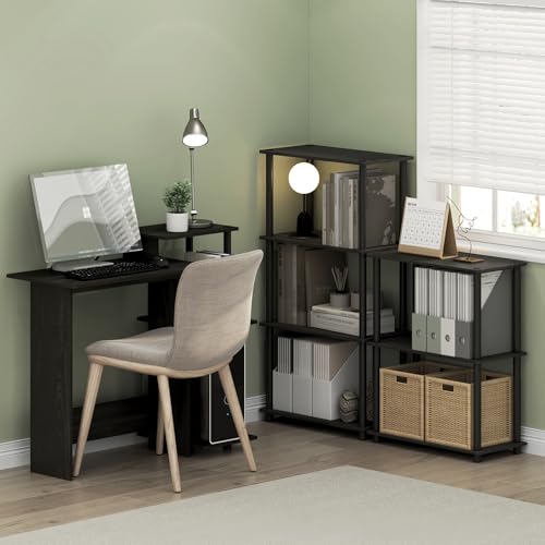 Furinno Turn-N-Tube Toolless 4-Tier Storage Shelves, Espresso - color: Espresso/Black, size: 4-Tier Round Tube