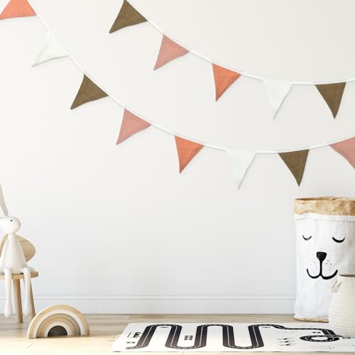 Oudain 2 Pcs Pennant Banner Flags Nursery Garland Triangle, Pastel Color - color: Pastel Color
