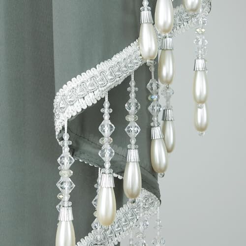 VOGOL Sheer Waterfall Valance for Living Room, 59 x 43, 1 Panel, Gray - color: Grey, size: 59"W x 43"L (Pack of 1)