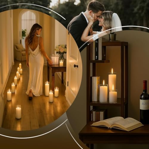12 PCS Pillar White Candles in Glass,Hurricane Candles,Wedding Cylinder Candle,3 Different Lengths 2 x 3/6/8 Inch (4 Each),Creating an Atmosphere Suitable for Various Outdoor Activities. - size: 12