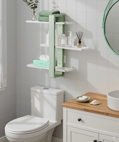 SUMGAR Floating Shelves for Wall Green, 3 Tier Adjustable Large Shelf Unit - color: Mint Green&white, size: 3 Tier 19.6in
