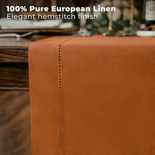Signature Linen™ by D'Moksha, 100% Pure Linen Rust Table Runner 14 x 72 in - color: Rust, size: 14 X 72 Inch
