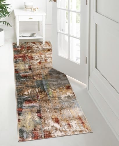 Lahome Washable Runner Rug, 2x8 Runner Rug for Hallways, Red/Multi - color: Red/Multi, size: 10" x 12" (Runner)