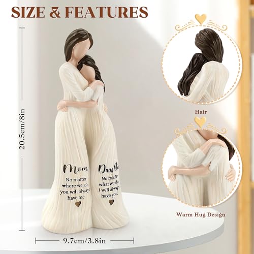 Mom Birthday Gift from Daughter,Mom Daughter Gift Mother Daughter Figurines - color: White-mom Daughter