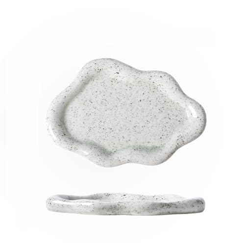 Jewelry Tray for Women, Cloud Shape Ceramic Trinket Dish, Jewelry Organizer Storage Holder for Ring Earring Bracelet Necklace, Make Up Organizer (White) (Stone White) - color: Stone White